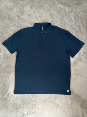 Vuori Strato Tech Polo Men’s 2XL Navy Heather Stretch Short Sleeve Performance
